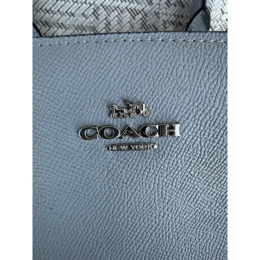 Coach Light Blue Pebbled Leather Satchel Crossbody Shoulder Bag Silver Hardware